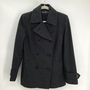 Herman Kay Women’s Wool Blend Pea Coat Double Breasted Grey Size Small